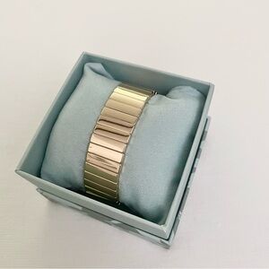 House of Harlow 1960 NIB Gold-Toned Rectangular Link Chain Stretchy Bangle